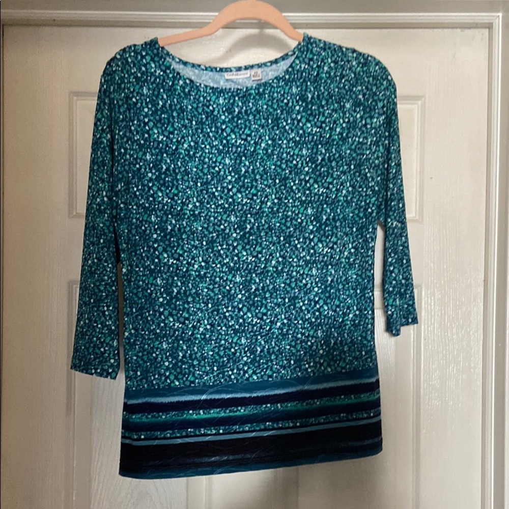 Croft & Barrow Blue and Dark Blue Floral Blouse